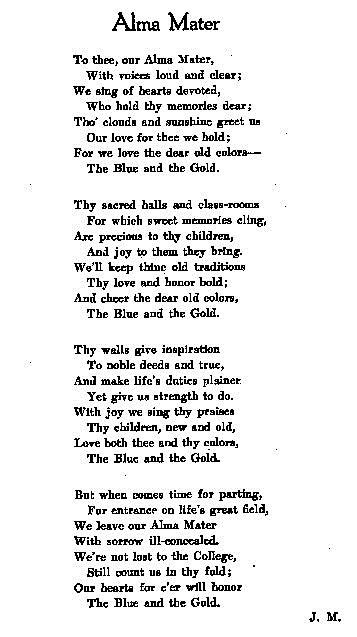 Alma Mater Song .